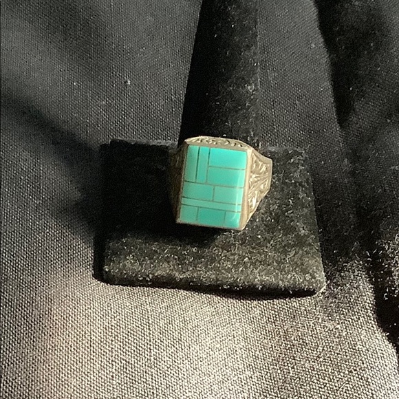 STERLING & TURQUOISE SGN: DDC. RING